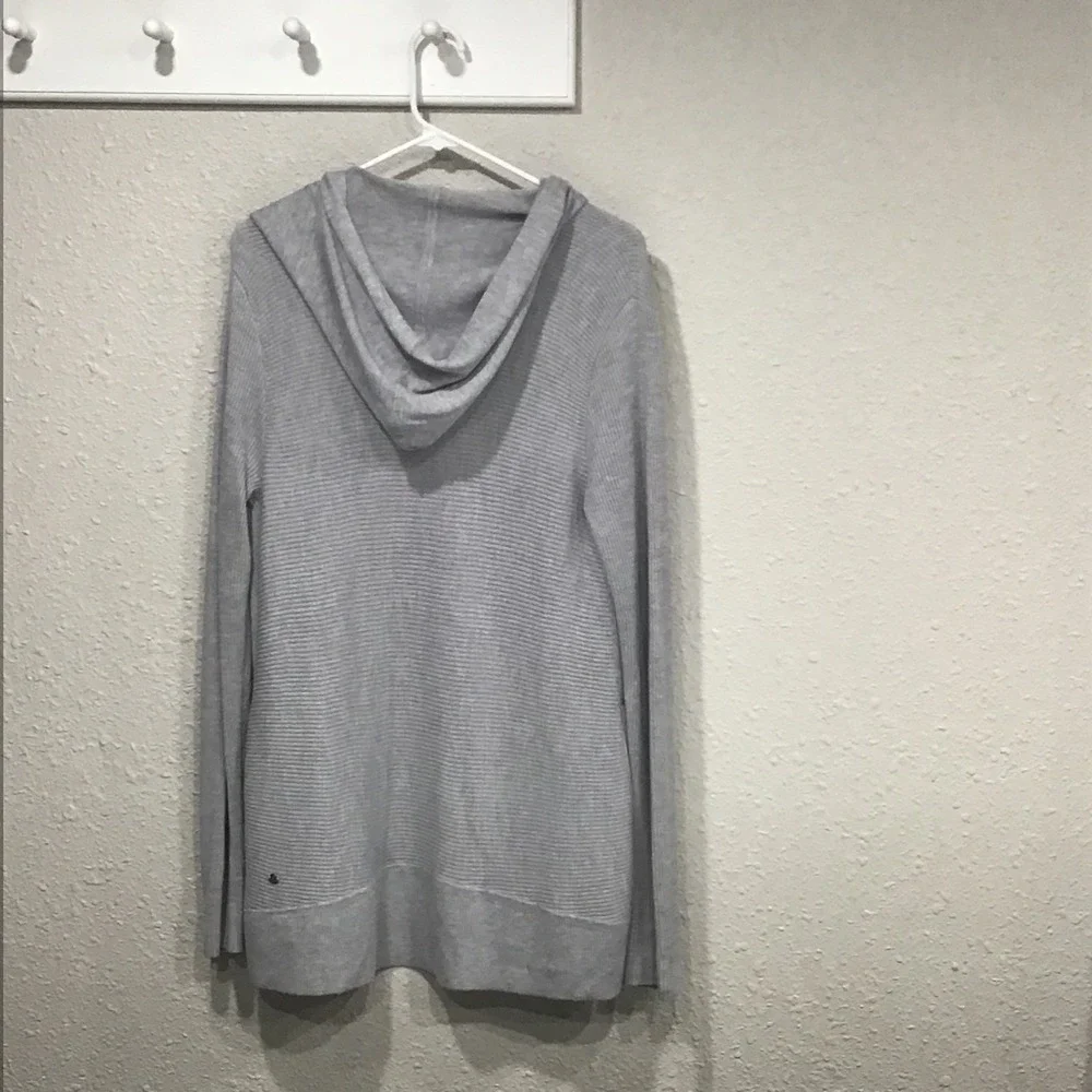 Lululemon Sundown Sweater Wrap Women's Sz 8 Gray Cardigan Hooded Cashmere‎ Blend